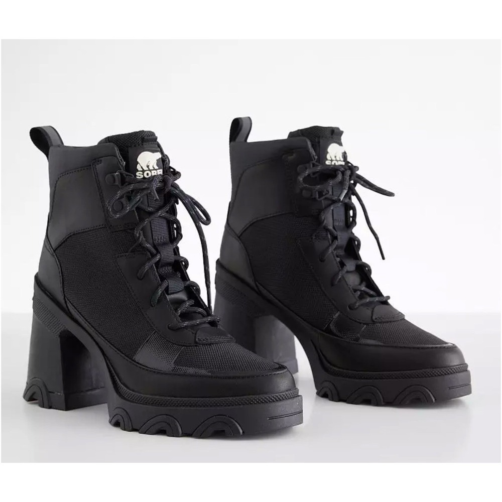 Sorel Women's Brex Ankle Chunky Heel Lug Sole Waterproof Booties Shoes Black 11 - Picture 3 of 6